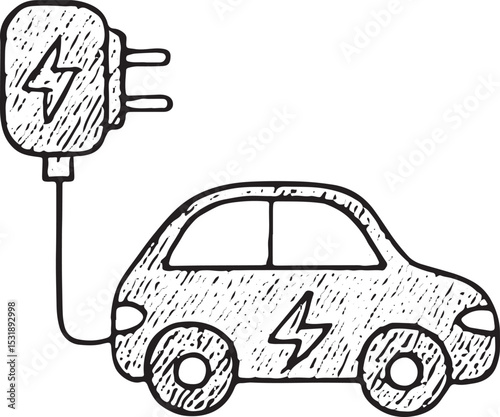 A modern electric car with a charging plug, great for clean energy, eco transportation, and sustainable vehicle innovation concepts