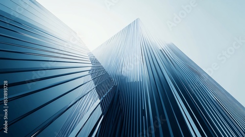 Digital business template with clean overlapping diagonal lines in varying shades of blue and white evoking a futuristic corporate style