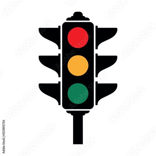 Traffic Light Signal – Red Yellow Green Stoplight Icon Vector Illustration