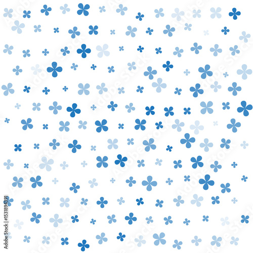 A delightful pattern of scattered blue flowers on a black background.  Perfect for textile prints, wallpapers, or digital designs needing a touch of floral charm.