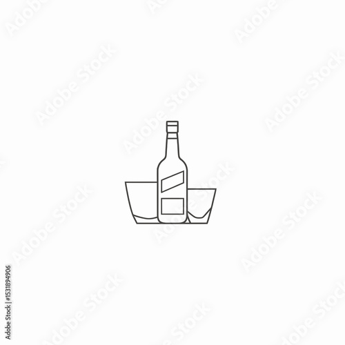 Outline of a bottle and glass in an ice bucket  