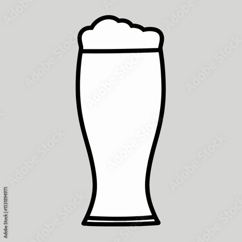 Glass of beer with foam on top in minimalist style  