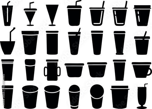 set of drink glasses vector