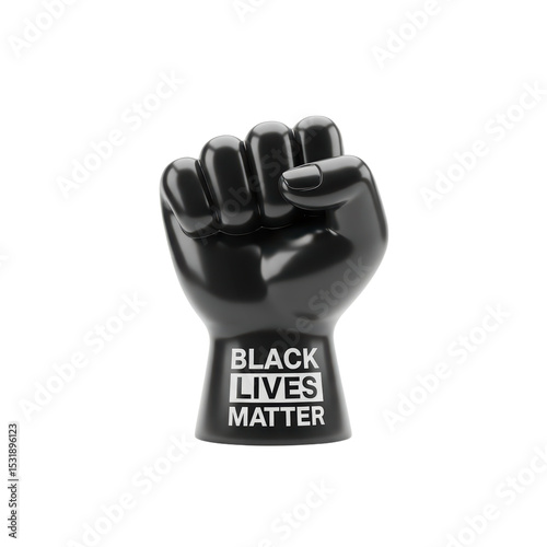 Black Fist Raised in Support of Black Lives Matter Movement in Protest Demonstration
