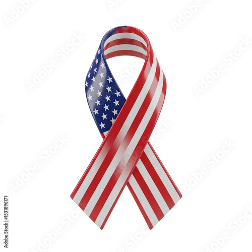 American Flag Ribbon Red White Blue Symbol of Patriotism and Support