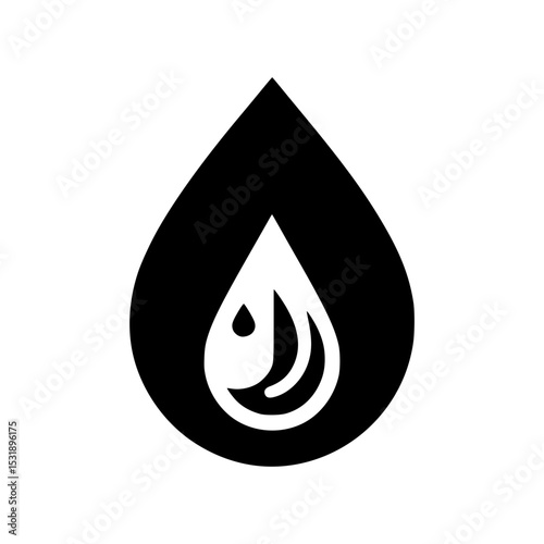Abstract black water drop logo design