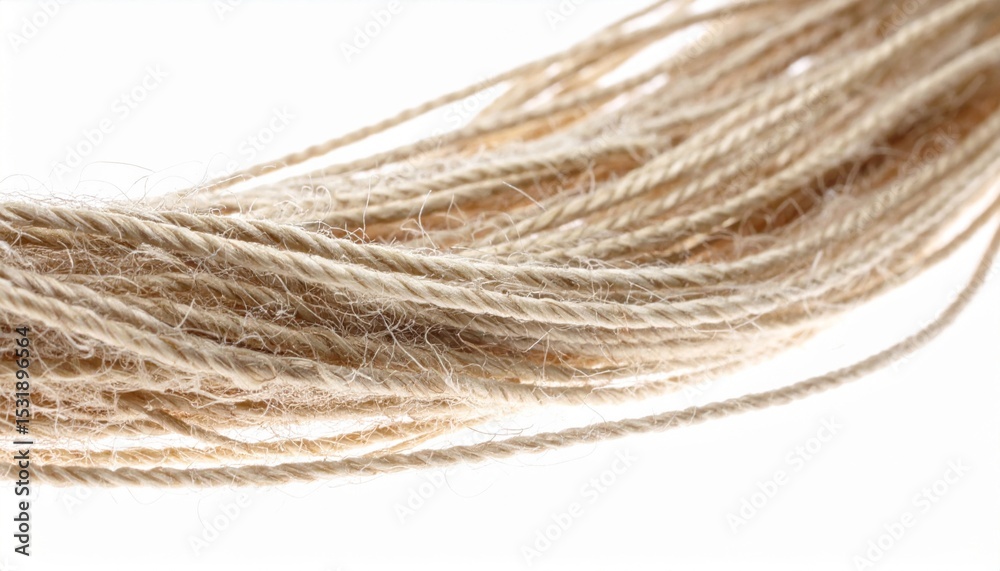 Fototapeta premium Beige Cotton Thread Close-Up on White Background