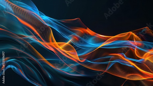 Dynamic digital artwork featuring flowing vibrant curves and abstract elegance