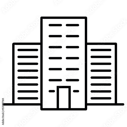 Building line icon vector, outline style building icon, minimalist building icon vector in trendy flat style illustration isolated on white background.