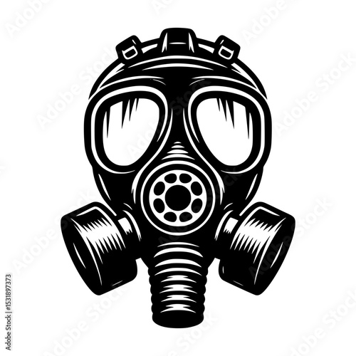 Vintage black and white gas mask illustration