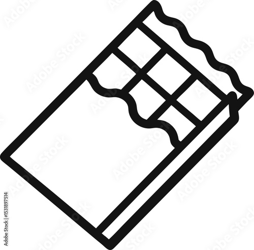 Chocolate bar icon. Vector illustration of a single chocolate bar for Valentine's gift, isolated. Designed in cartoon flat style.