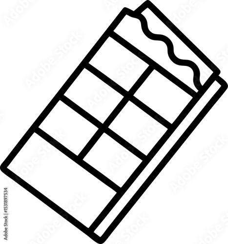 Chocolate bar icon. Vector illustration of a single chocolate bar for Valentine's gift, isolated. Designed in cartoon flat style.