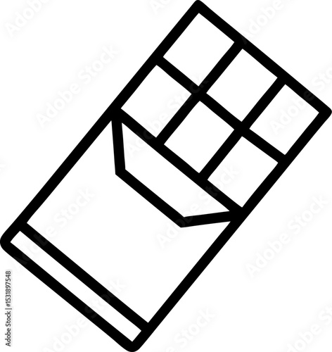 Chocolate bar icon. Vector illustration of a single chocolate bar for Valentine's gift, isolated. Designed in cartoon flat style.