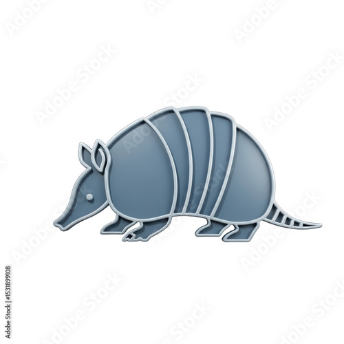 Stylized Armadillo Illustration in Metallic Blue Modern Style