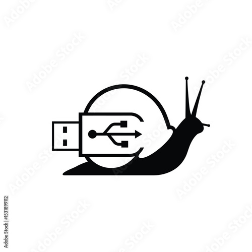 Slow data transfer snail usb drive icon