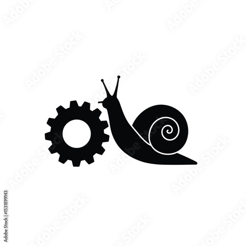 Slow snail gear icon black silhouette design