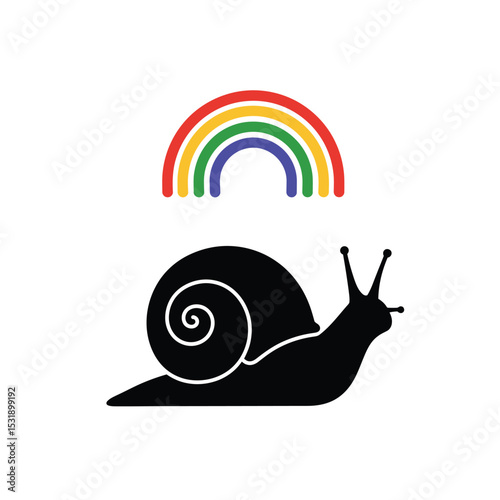 Snail under a rainbow happy little snail