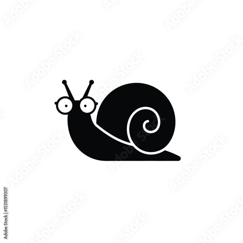 Cute cartoon snail with big eyes slow pace