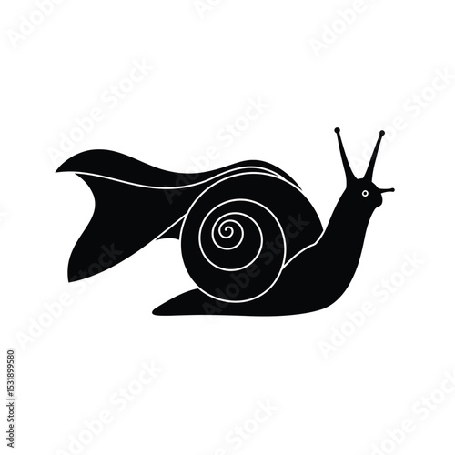 Elegant black silhouette snail design illustration