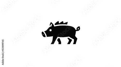 Wild Boar Icon: Vector Graphic of a Black Boar