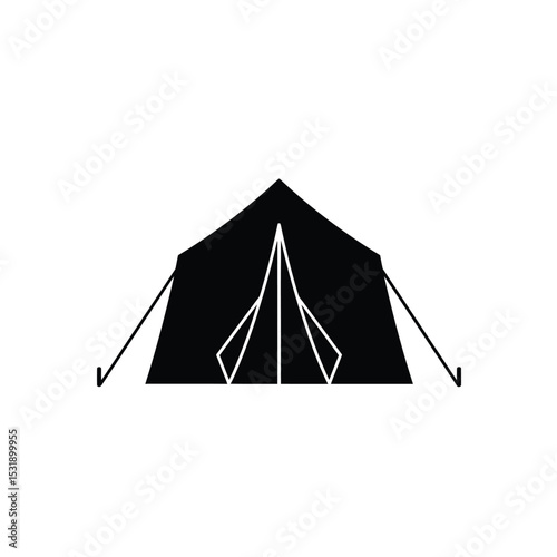 Simple black silhouette camping tent icon