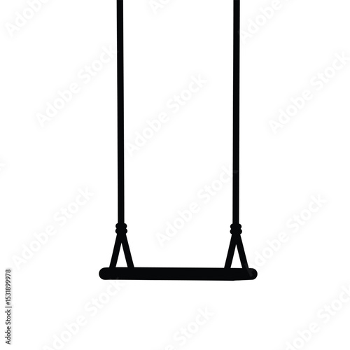 Simple black silhouette empty childrens swing set