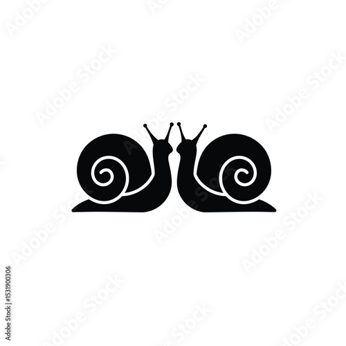 Two snails facing each other simple design