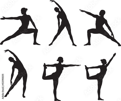 Stretch exercise silhouette vector illustration