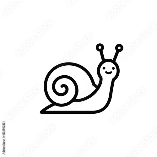 Happy snail line art cute garden animal illustration
