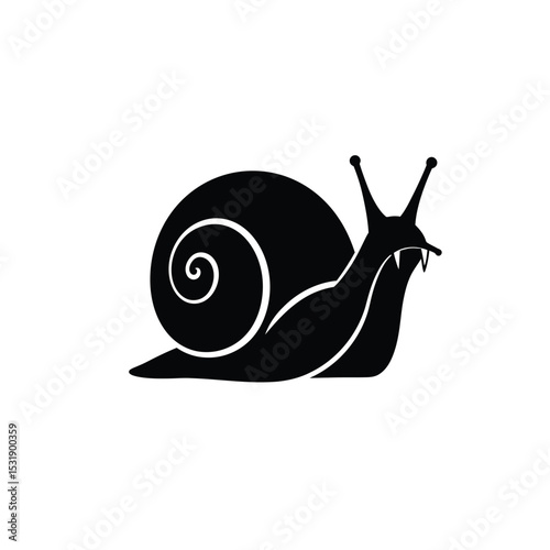 Black silhouette of a snail with fangs