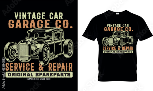 Vintage car t-shirt design.Colorful and fashionable t-shirt design for men and women.