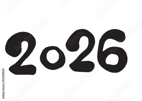 年賀状などに使える2026年筆文字横