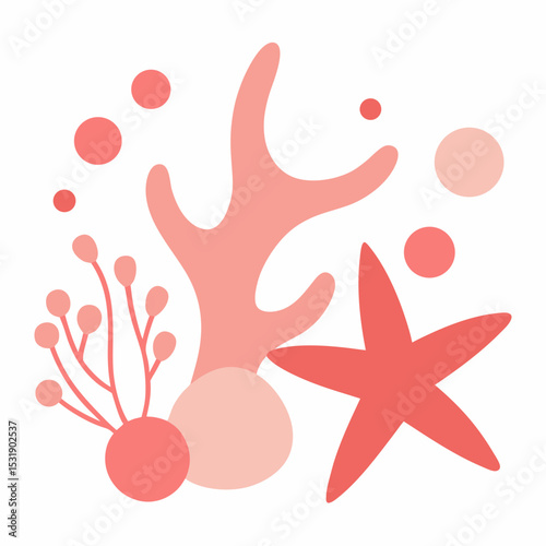 Pink coral reef starfish abstract illustration