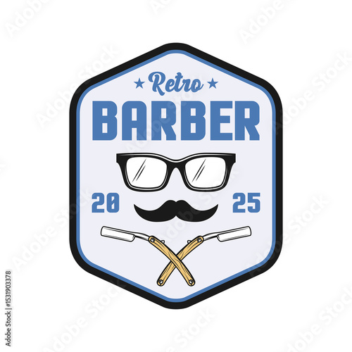 Barbershop haircuts logo emblem vector design