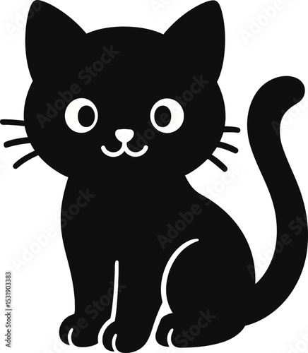 cute cat silhouette vector style with White Background