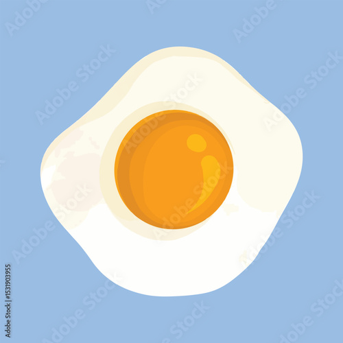 Fried egg. Flat style vector illustration isolated on blue background.