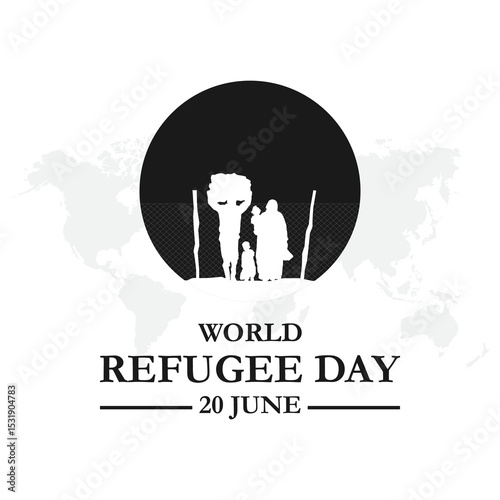 World Refugee day concept Vector Illustration. World refugee day campaign poster or awareness poster template. International Migrants Day concept. Refugee Day 20 june.