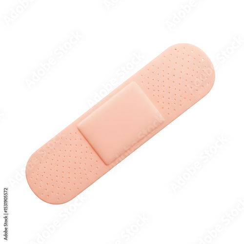 3D Adhesive Bandage Icon - First Aid Plaster Graphic, Medical Wound Care Strip, Isolated on Transparent Background PNG