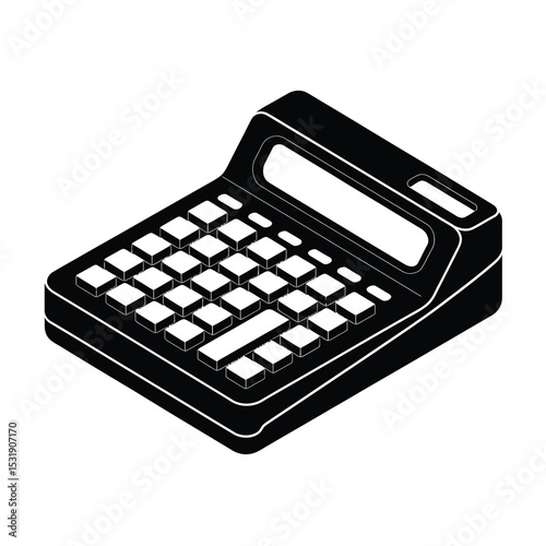 Isometric black and white calculator illustration