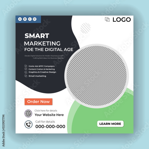 Digital marketing web banner and social media post template
