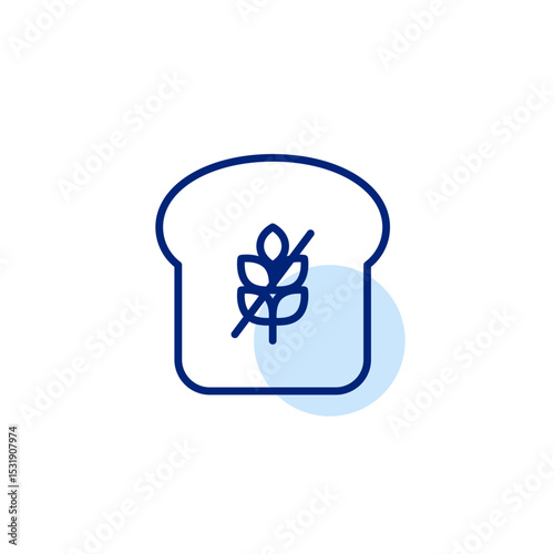 Bread toast and gluten free symbol. Dietary restrictions, food labelling. Pixel perfect, editable stroke vector icon