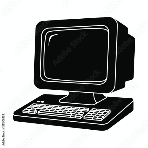 Retro vintage computer desktop icon illustration