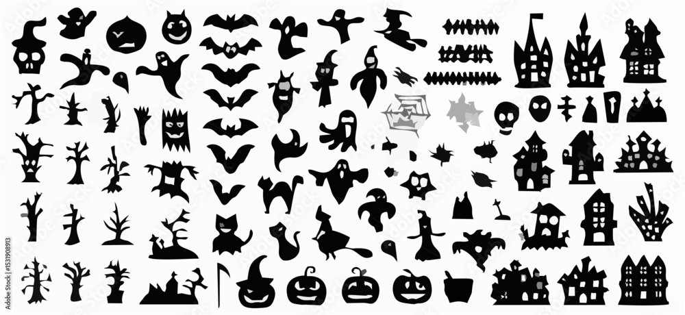 Fototapeta premium Set of silhouettes of Hallowe...