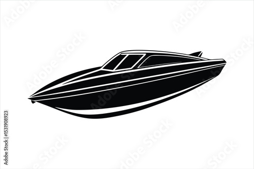 Nautical Speed Boat Silhouette Vector for Transport Concepts