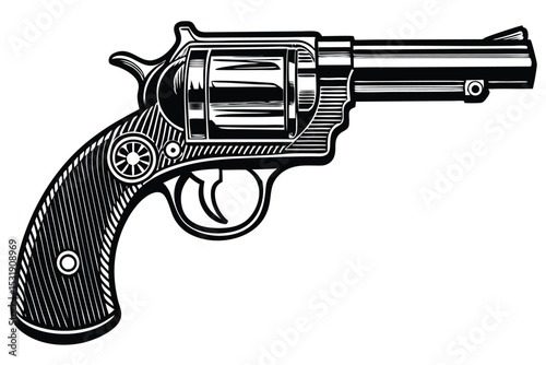 Vintage Revolver A Detailed Illustration of a Classic Handgun