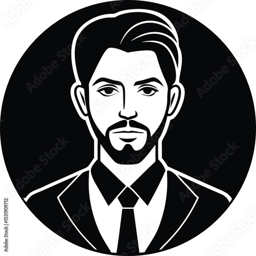 Black And White Man Profile Avatar Silhouette Vector Design