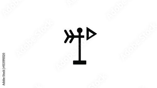 Wind Direction Indicator: Weather Vane Icon - Minimalist Vector Graphic