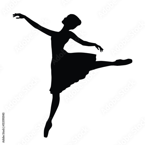 Elegant Silhouette of a Graceful Ballerina in a Ballet Pose