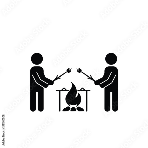 Friends roasting marshmallows campfire night fun