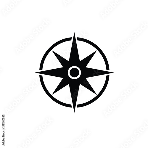 Eight pointed star compass rose navigation symbol